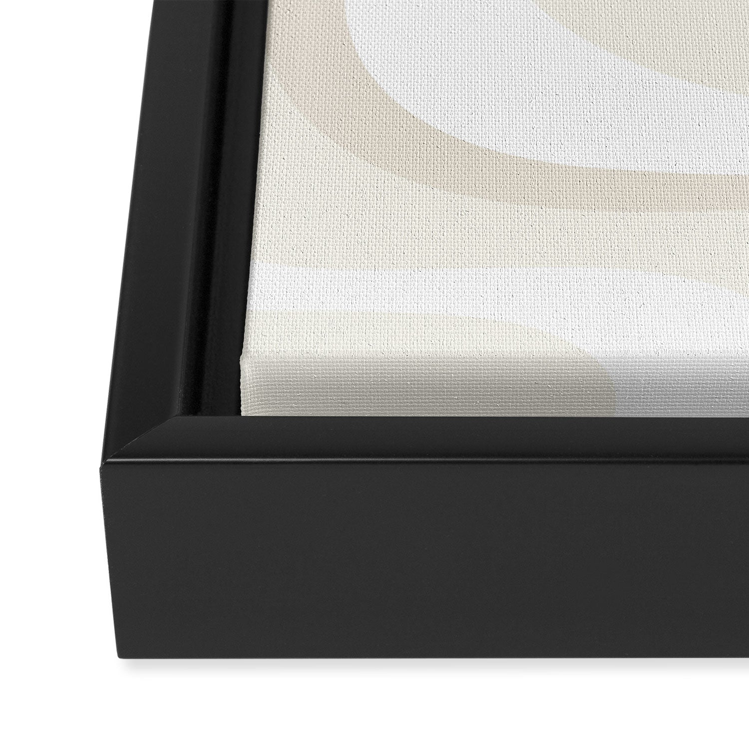 Cream Dream Liquid Swirl Abstract in Light Beige and White Framed Canvas Print Gallery Image 3