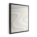 Cream Dream Liquid Swirl Abstract in Light Beige and White Framed Canvas Print Gallery Image 2