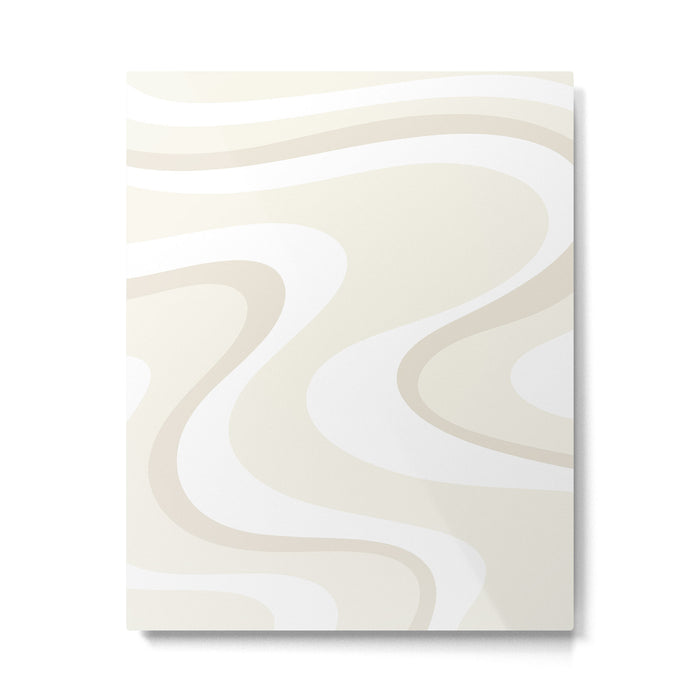 Cream Dream Liquid Swirl Abstract in Light Beige and White Metal Print Gallery Image 1