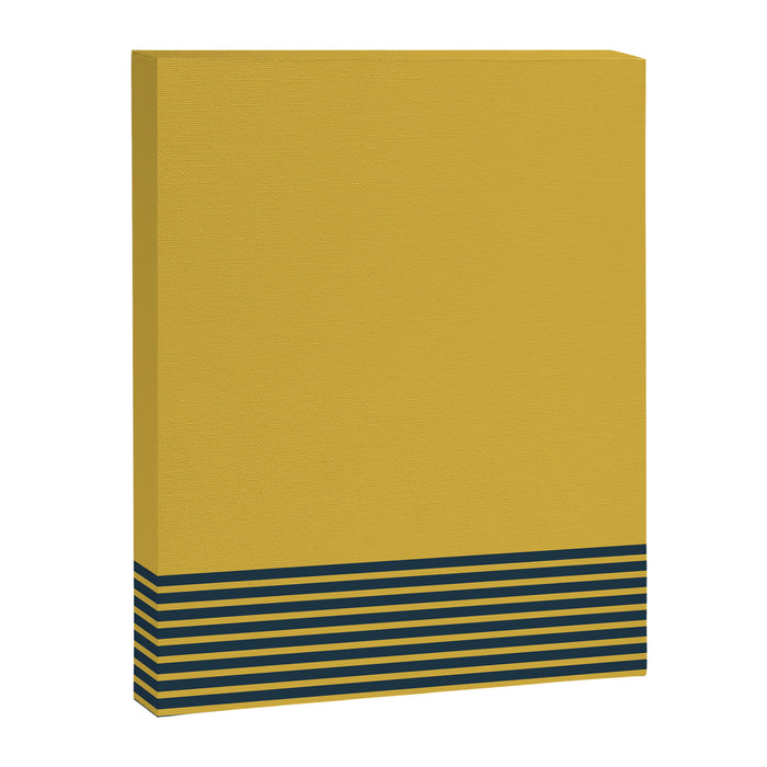 Cuff Stripe Minimalist Pattern  - Navy Blue Stripes on Light Mustard Yellow Solid Canvas Print Gallery Image 1
