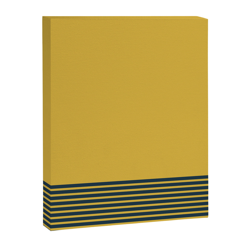 Cuff Stripe Minimalist Pattern  - Navy Blue Stripes on Light Mustard Yellow Solid Canvas Print Gallery Image 8