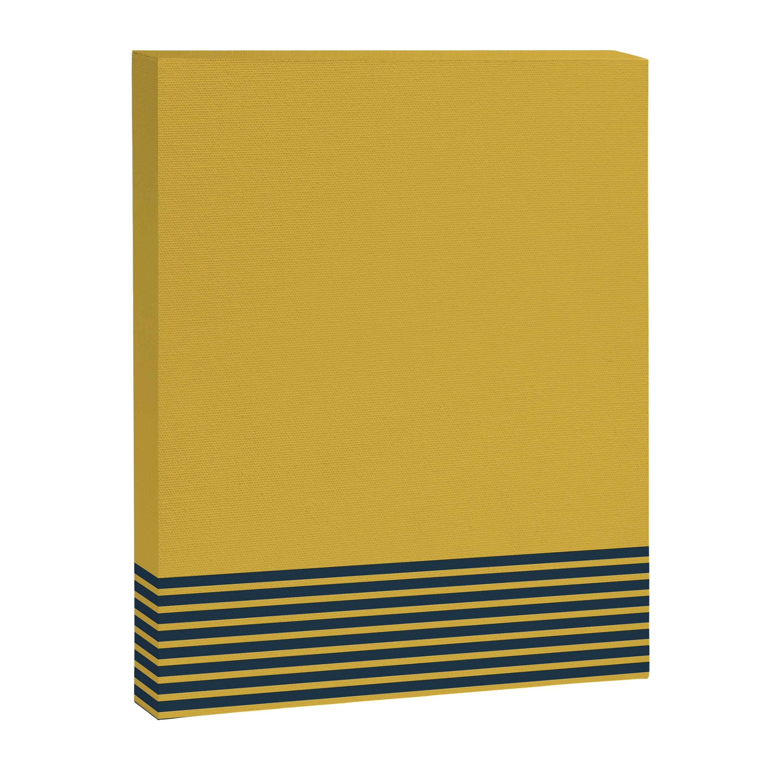 Cuff Stripe Minimalist Pattern  - Navy Blue Stripes on Light Mustard Yellow Solid Canvas Print Gallery Image 8