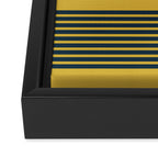 Cuff Stripe Minimalist Pattern  - Navy Blue Stripes on Light Mustard Yellow Solid Framed Canvas Print Gallery Image 3