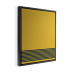Cuff Stripe Minimalist Pattern  - Navy Blue Stripes on Light Mustard Yellow Solid Framed Canvas Print Gallery Image 2
