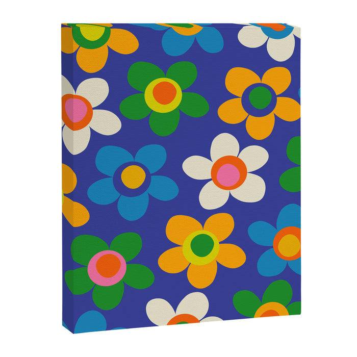 Cute and Cheerful Maisie Flowers Colorful Blue Floral Pattern Canvas Print Gallery Image 1