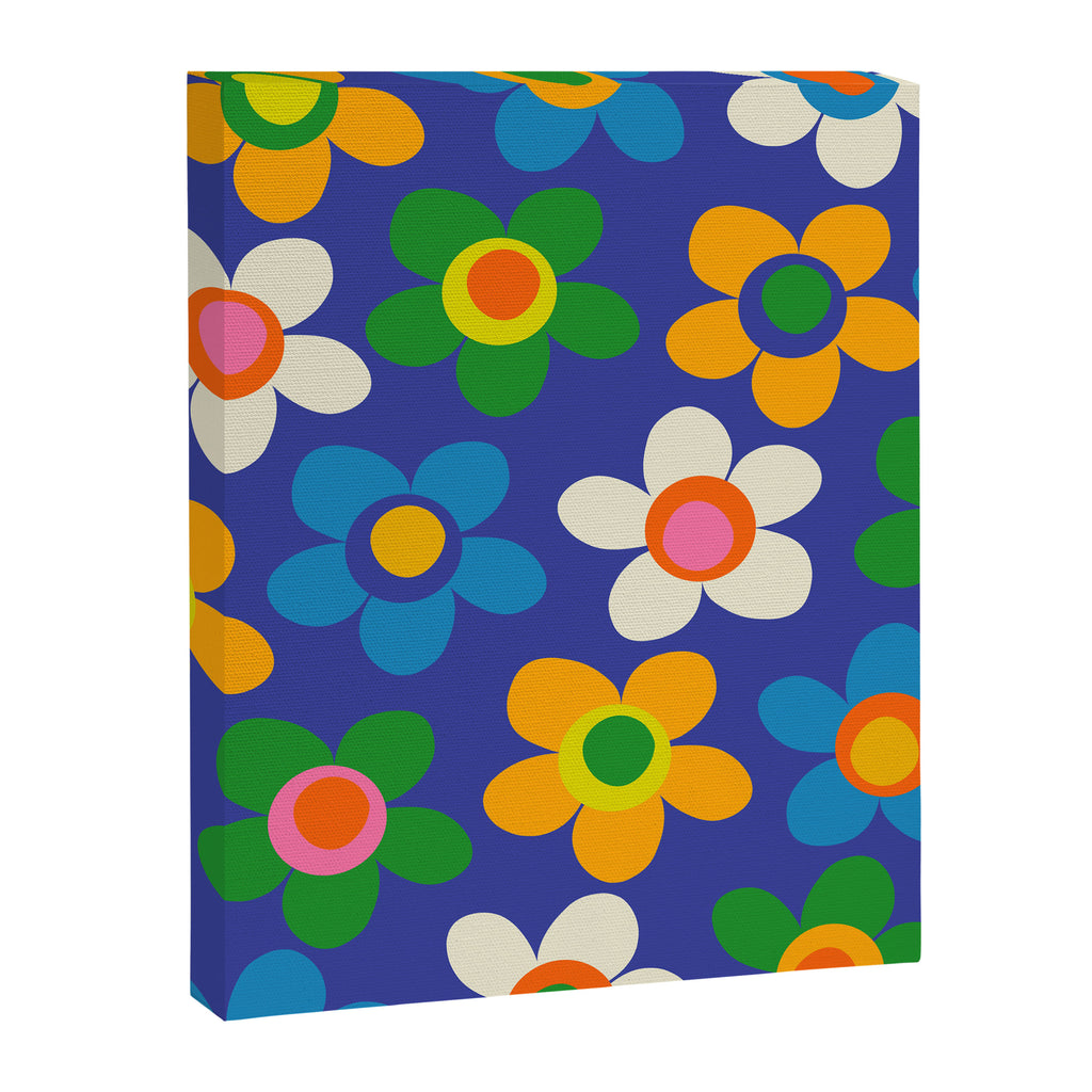 Cute and Cheerful Maisie Flowers Colorful Blue Floral Pattern Canvas Print Gallery Image 6