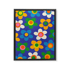 Cute and Cheerful Maisie Flowers Colorful Blue Floral Pattern Framed Canvas Print Gallery Image 6