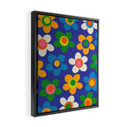 Cute and Cheerful Maisie Flowers Colorful Blue Floral Pattern Framed Canvas Print Gallery Image 2