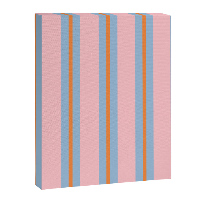Cute Basic Stripe Pattern in Pink, Light Blue, and Orange Canvas Print Gallery Image 1