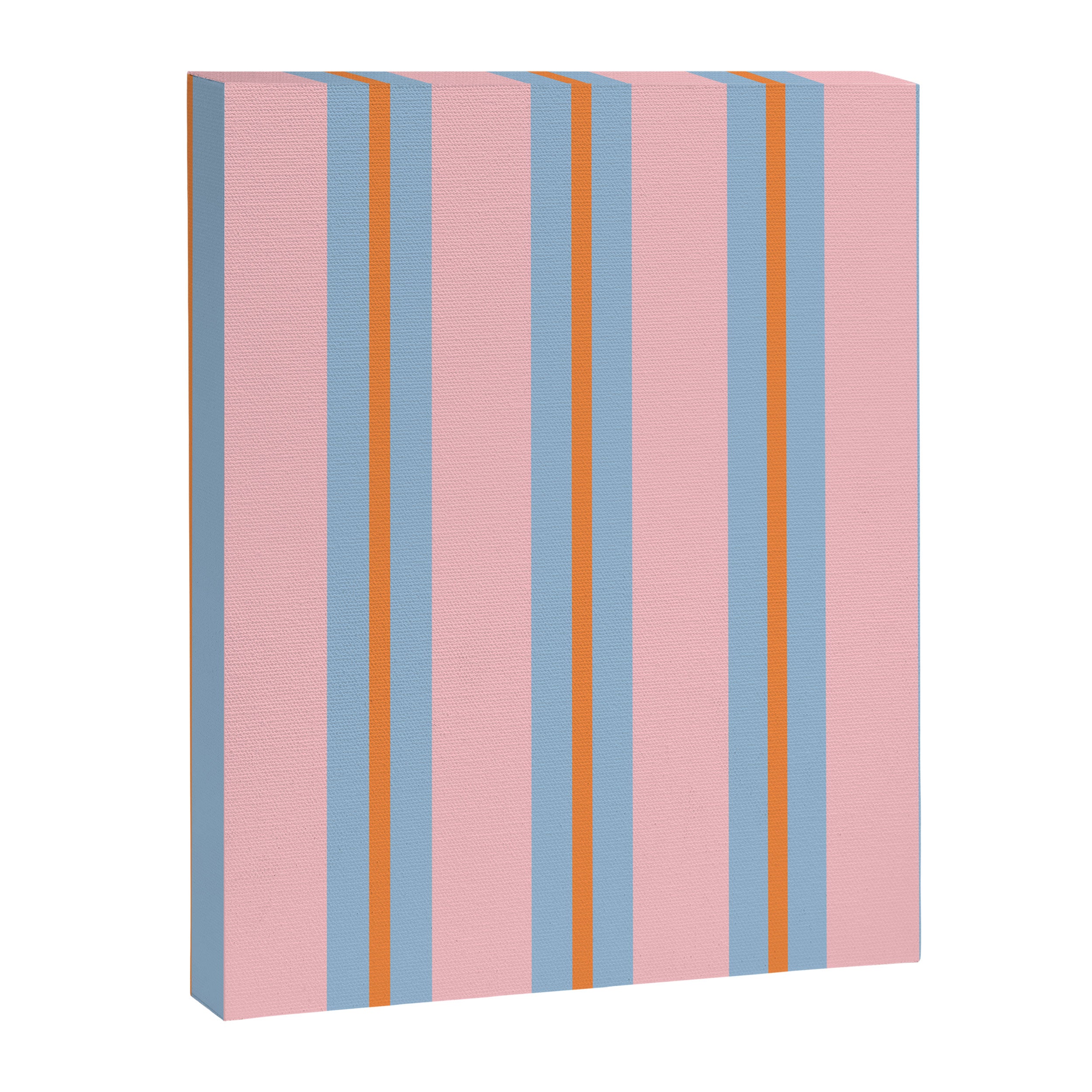 Cute Basic Stripe Pattern in Pink, Light Blue, and Orange Canvas Print Gallery Image 8
