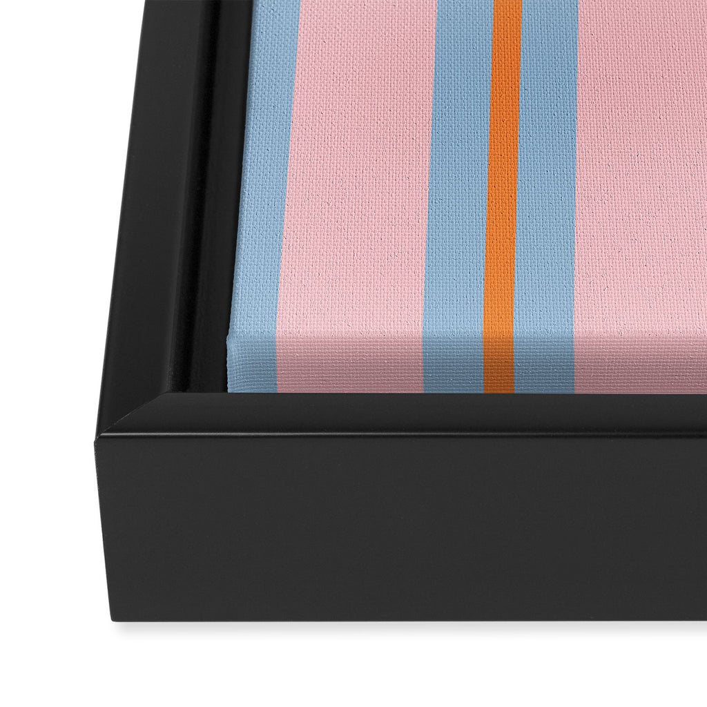 Cute Basic Stripe Pattern in Pink, Light Blue, and Orange Framed Canvas Print Gallery Image 3