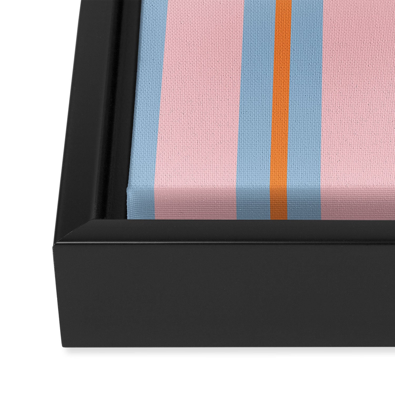 Cute Basic Stripe Pattern in Pink, Light Blue, and Orange Framed Canvas Print Gallery Image 3