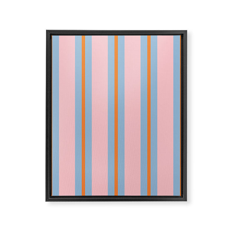 Cute Basic Stripe Pattern in Pink, Light Blue, and Orange Framed Canvas Print Gallery Image 8