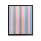Cute Basic Stripe Pattern in Pink, Light Blue, and Orange Framed Canvas Print Gallery Image 8