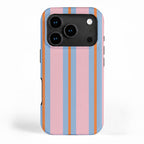Cute Basic Stripe Pattern in Pink, Light Blue, and Orange iPhone Case Gallery Image 1