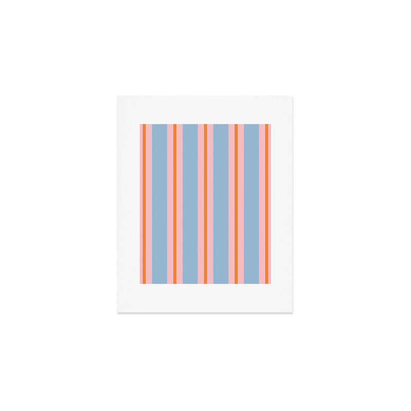 Cute Basic Stripes Light Blue Orange Pink Art Print Gallery Image 1