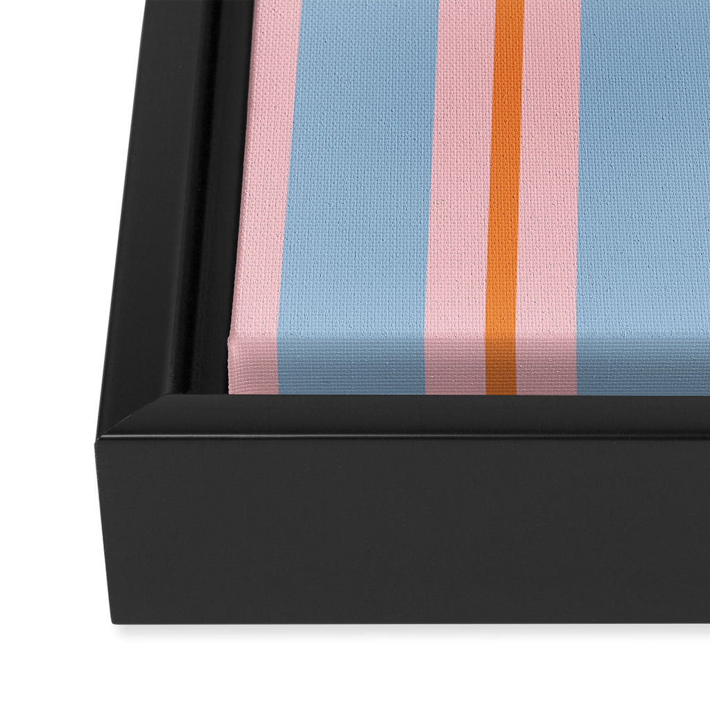 Cute Basic Stripes Light Blue Orange Pink Framed Canvas Print Gallery Image 3