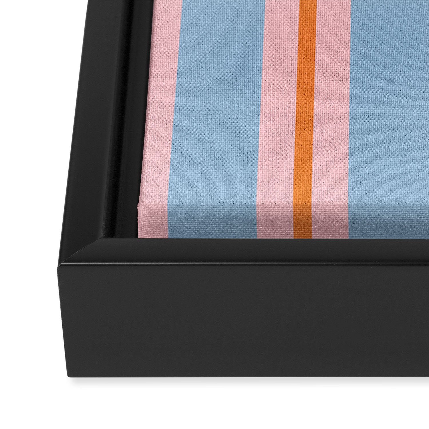 Cute Basic Stripes Light Blue Orange Pink Framed Canvas Print Gallery Image 3