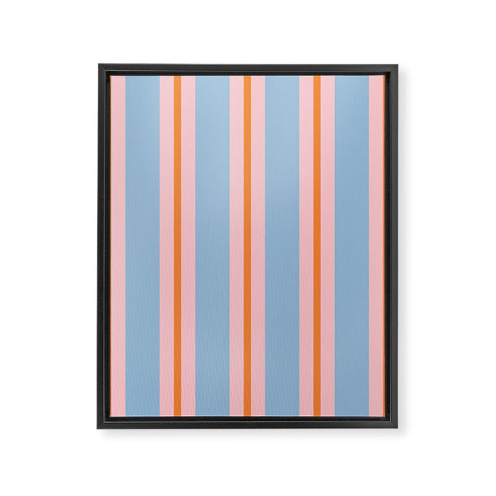 Cute Basic Stripes Light Blue Orange Pink Framed Canvas Print Gallery Image 1