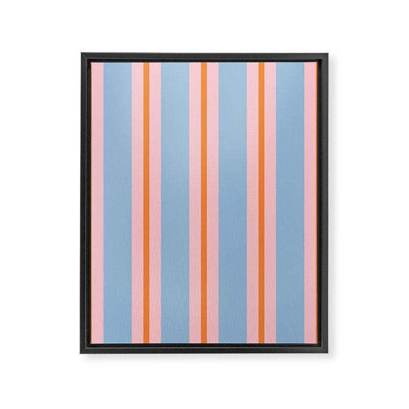 Cute Basic Stripes Light Blue Orange Pink Framed Canvas Print Gallery Image 8