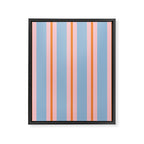 Cute Basic Stripes Light Blue Orange Pink Framed Canvas Print Gallery Image 8