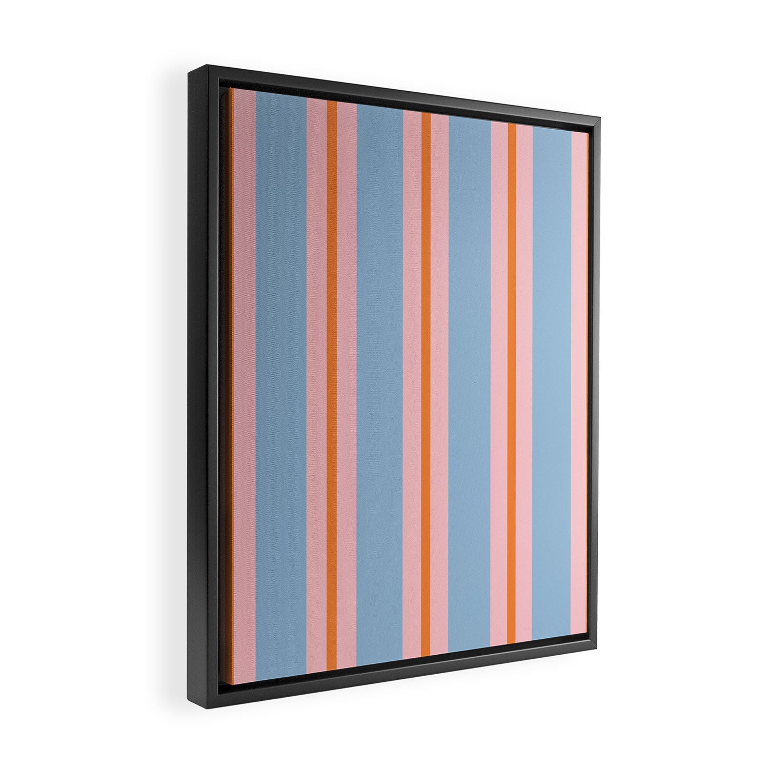 Cute Basic Stripes Light Blue Orange Pink Framed Canvas Print Gallery Image 2