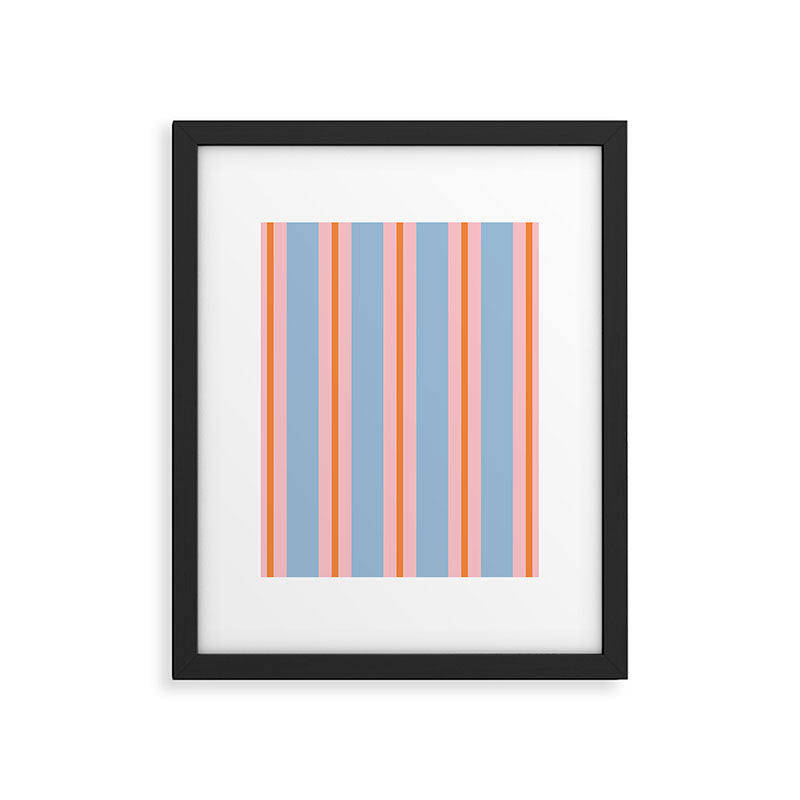 Cute Basic Stripes Light Blue Orange Pink Framed Art Print Gallery Image 6