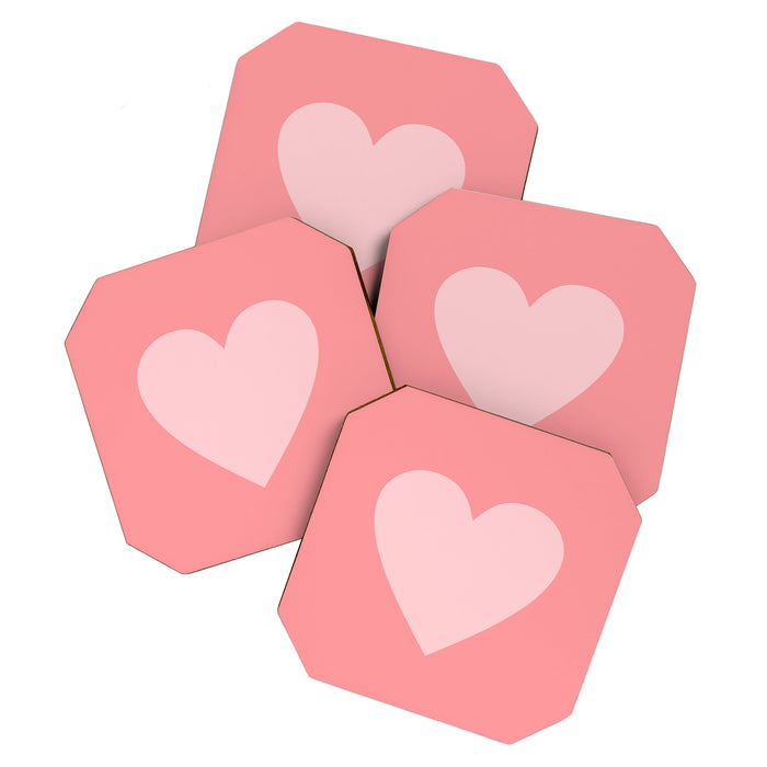 Cute Blush Pink Heart Minimal Pastel Coaster Gallery Image 1