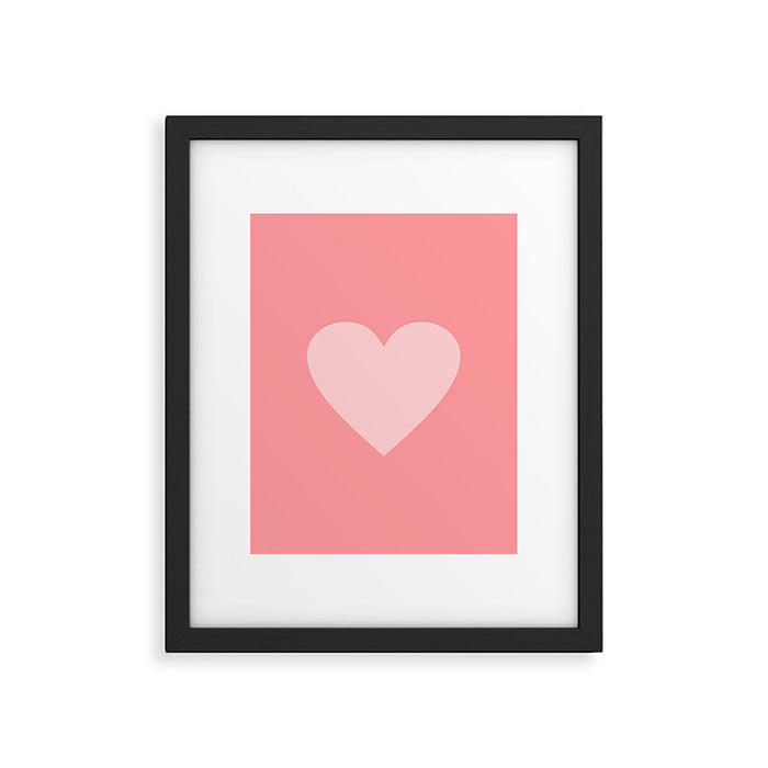 Cute Blush Pink Heart Minimal Pastel Framed Art Print Gallery Image 1