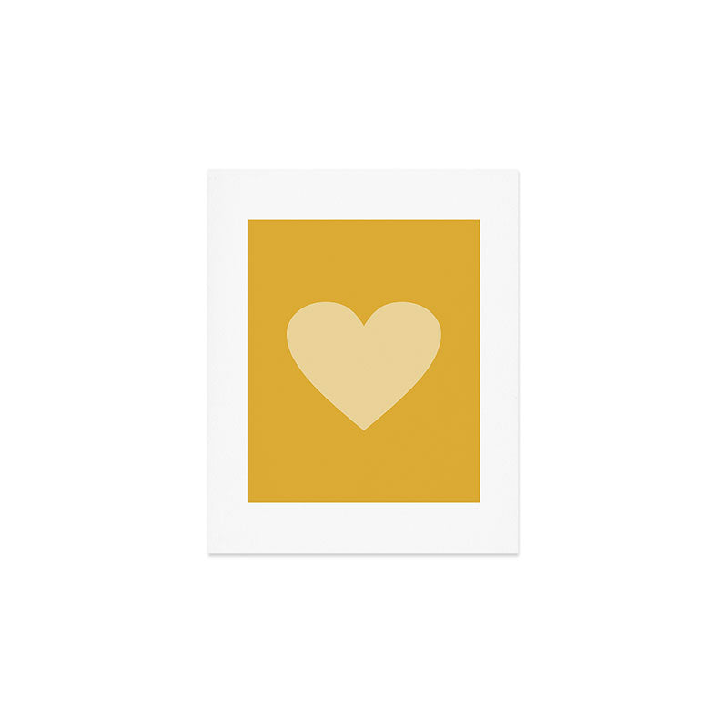 Cute Minimal Heart in Mustard Art Print Gallery Image 1