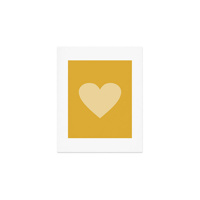 Cute Minimal Heart in Mustard Art Print Gallery Image 1