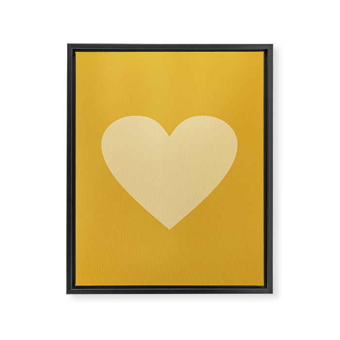Cute Minimal Heart in Mustard Framed Canvas Print Gallery Image 1