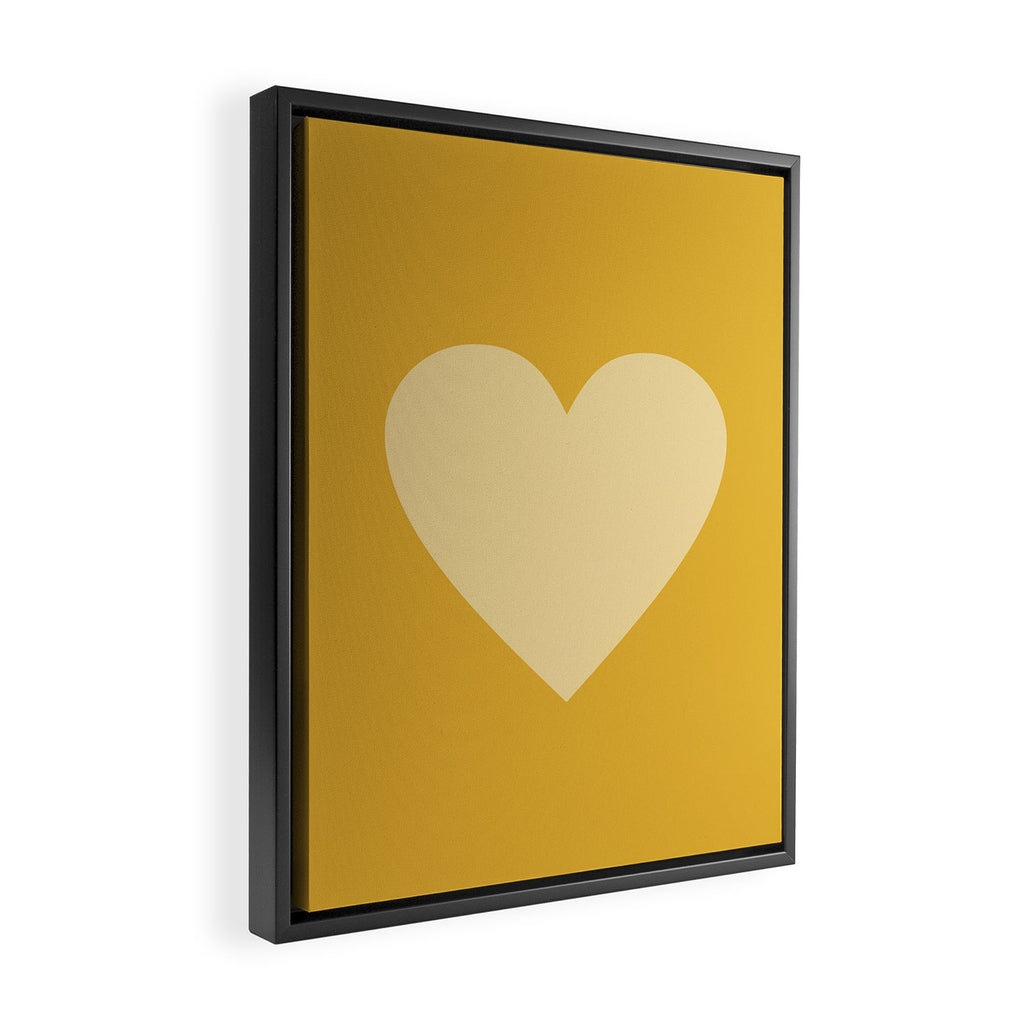 Cute Minimal Heart in Mustard Framed Canvas Print Gallery Image 2