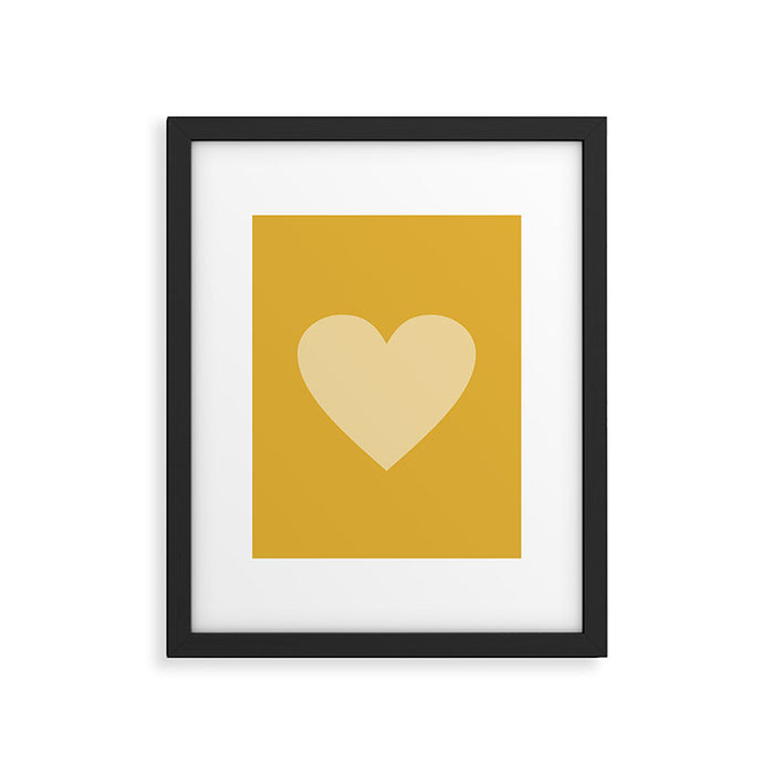 Cute Minimal Heart in Mustard Framed Art Print Gallery Image 1