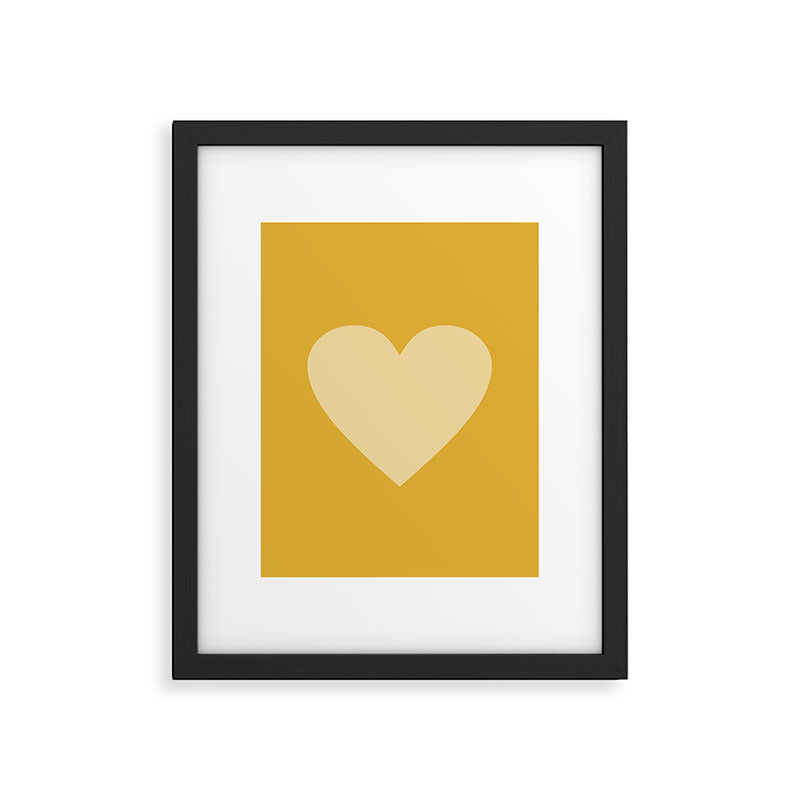 Cute Minimal Heart in Mustard Framed Art Print Gallery Image 4