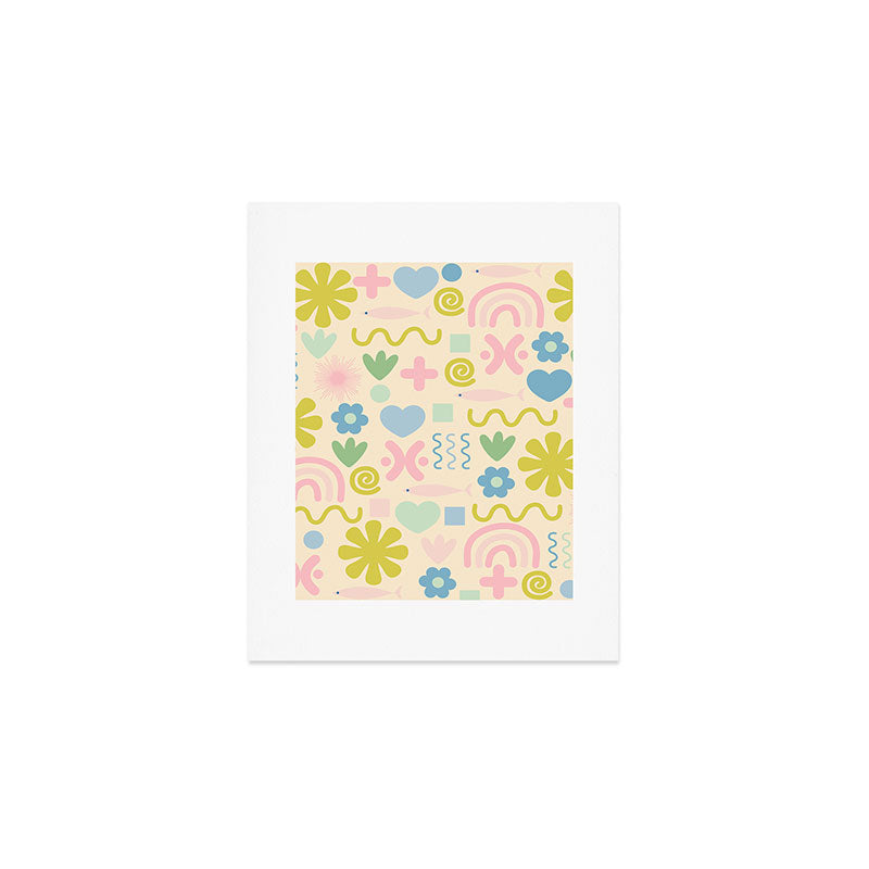 Cute Miscellany Cheerful Whimsical Pastel Pattern  Art Print Gallery Image 1