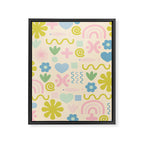 Cute Miscellany Cheerful Whimsical Pastel Pattern  Framed Canvas Print Gallery Image 8