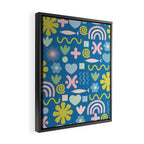 Cute Miscellany Cheerful Whimsical Pattern Blue Pink Chartreuse Framed Canvas Print Gallery Image 2