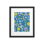 Cute Miscellany Cheerful Whimsical Pattern Blue Pink Chartreuse Framed Art Print Gallery Image 6