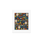 Cute Miscellany Rainbow Floral Pattern Blue Orange Green Mustard Art Print Gallery Image 1