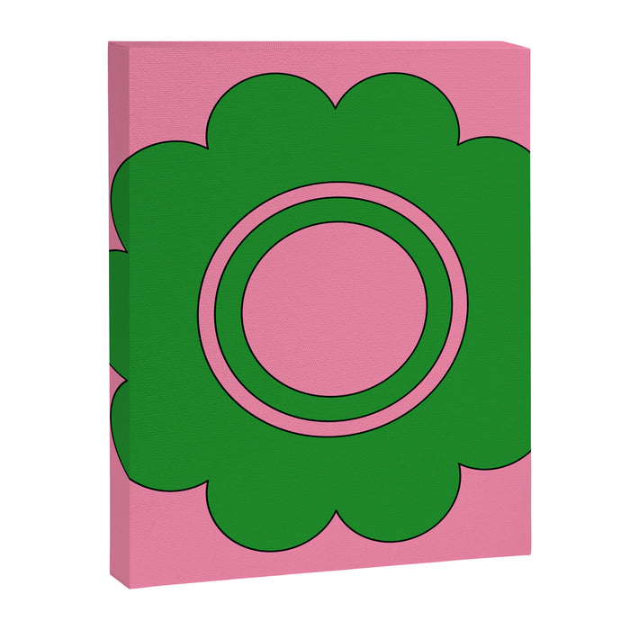Cute Retro Flower Pink and Green Canvas Print Gallery Image 1