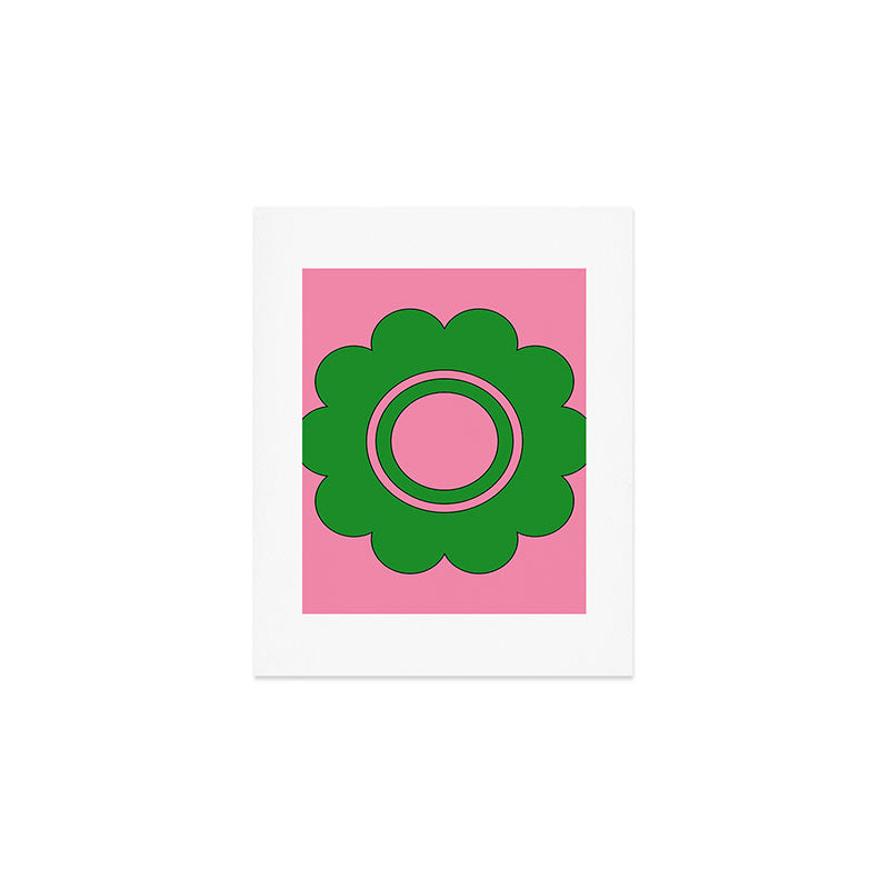 Cute Retro Flower Pink and Green Art Print Gallery Image 1