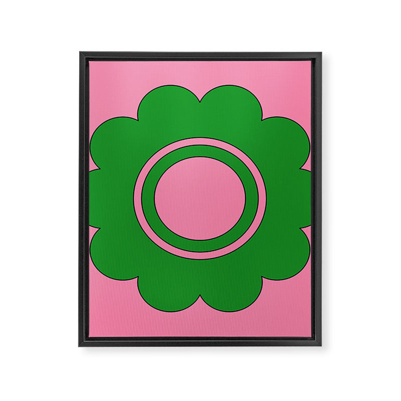 Cute Retro Flower Pink and Green Framed Canvas Print Gallery Image 8