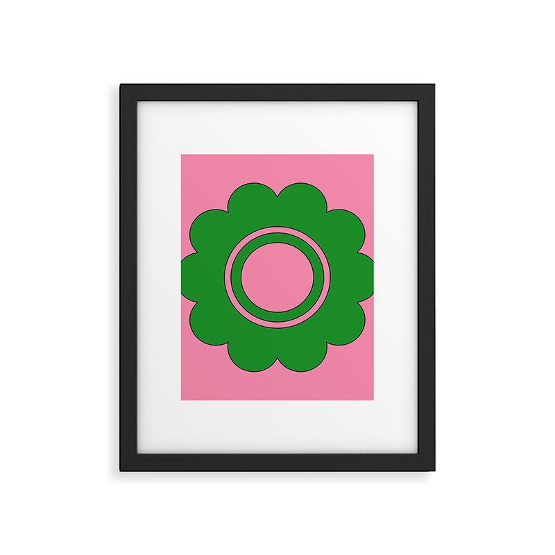 Cute Retro Flower Pink and Green Framed Art Print Gallery Image 6