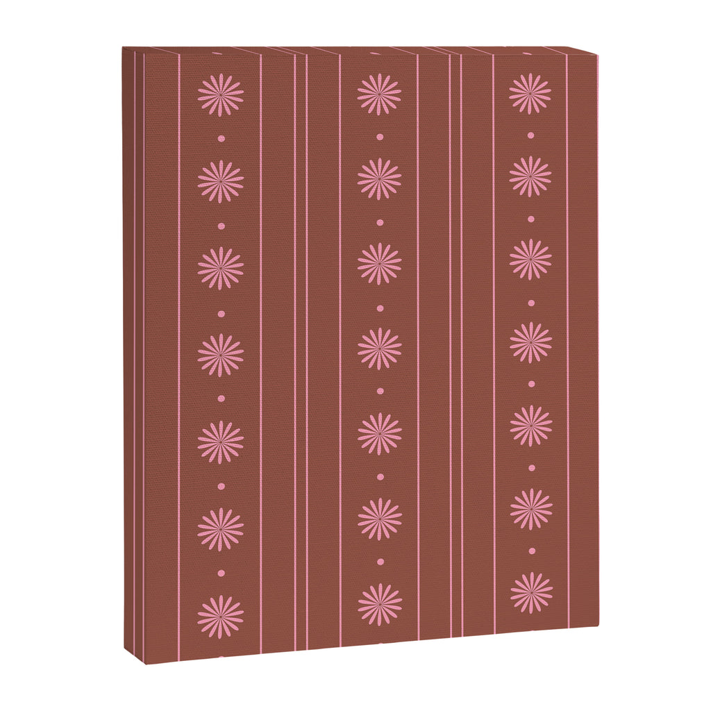 Daisy Stripes Brown and Pink Pattern Canvas Print Gallery Image 8
