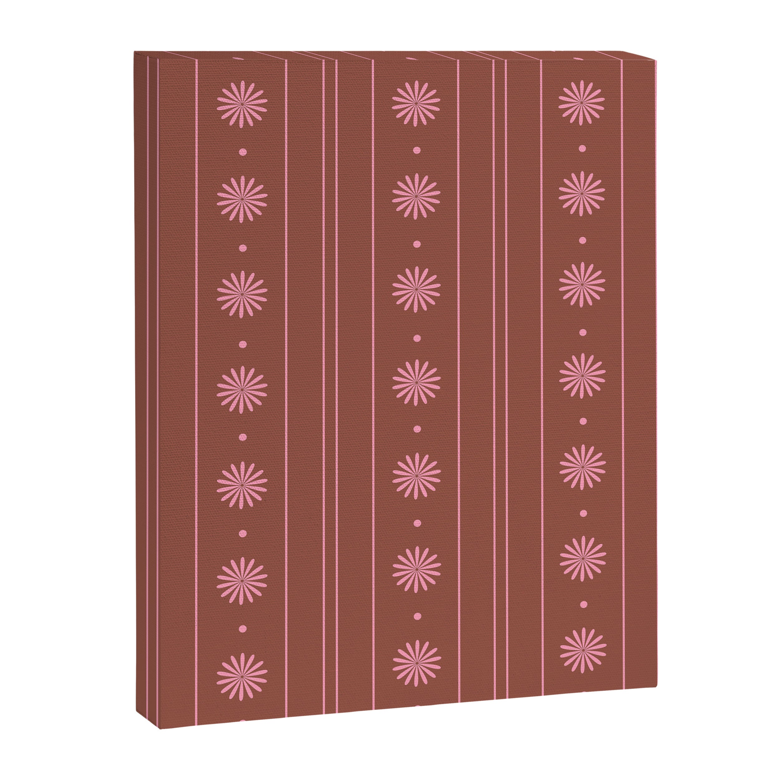Daisy Stripes Brown and Pink Pattern Canvas Print Gallery Image 8