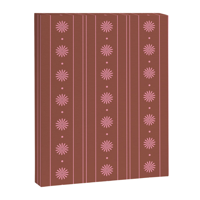 Daisy Stripes Brown and Pink Pattern Canvas Print Gallery Image 1