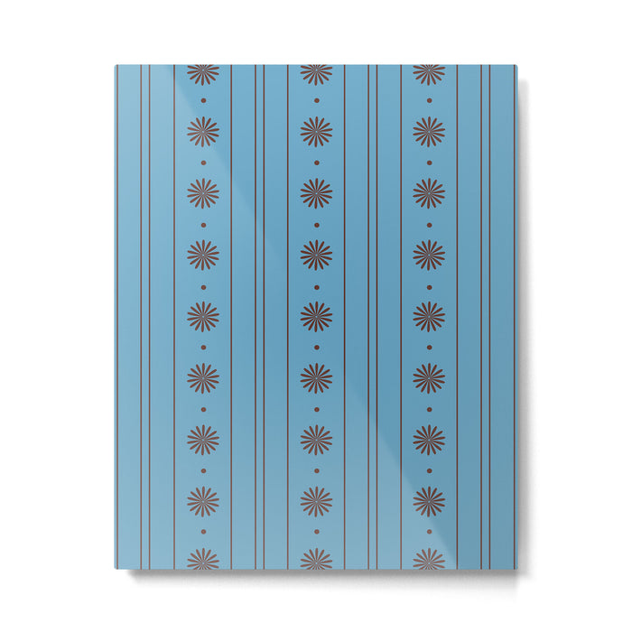 Daisy Stripes Cozy Cottage Pattern in Light Blue and Brown Metal Print Gallery Image 1