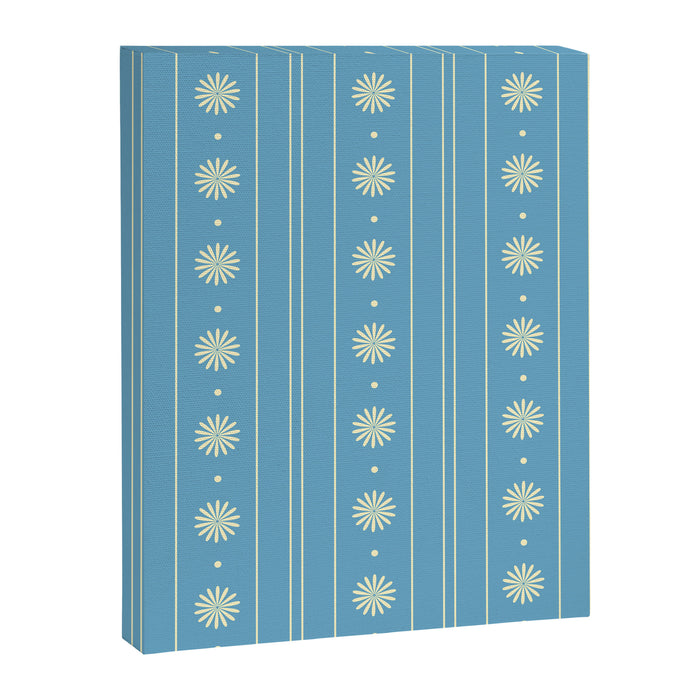 Daisy Stripes Cozy Cottage Pattern in Light Blue and Cream Canvas Print Gallery Image 1