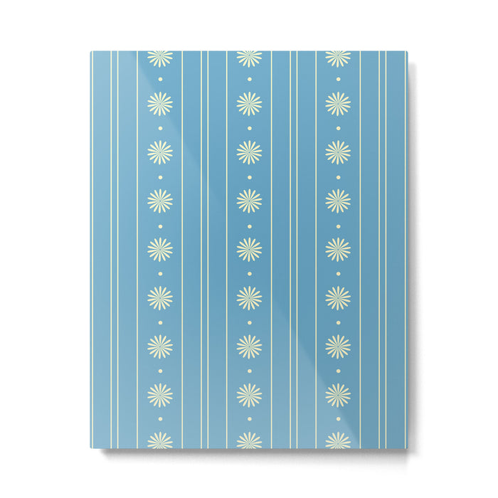Daisy Stripes Cozy Cottage Pattern in Light Blue and Cream Metal Print Gallery Image 1